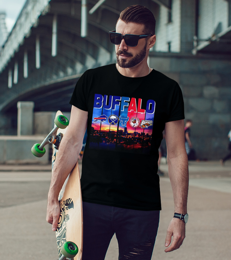 Buffalo Bills Sabres Bandits Bridles City Skyline Sports Teams T-Shirt