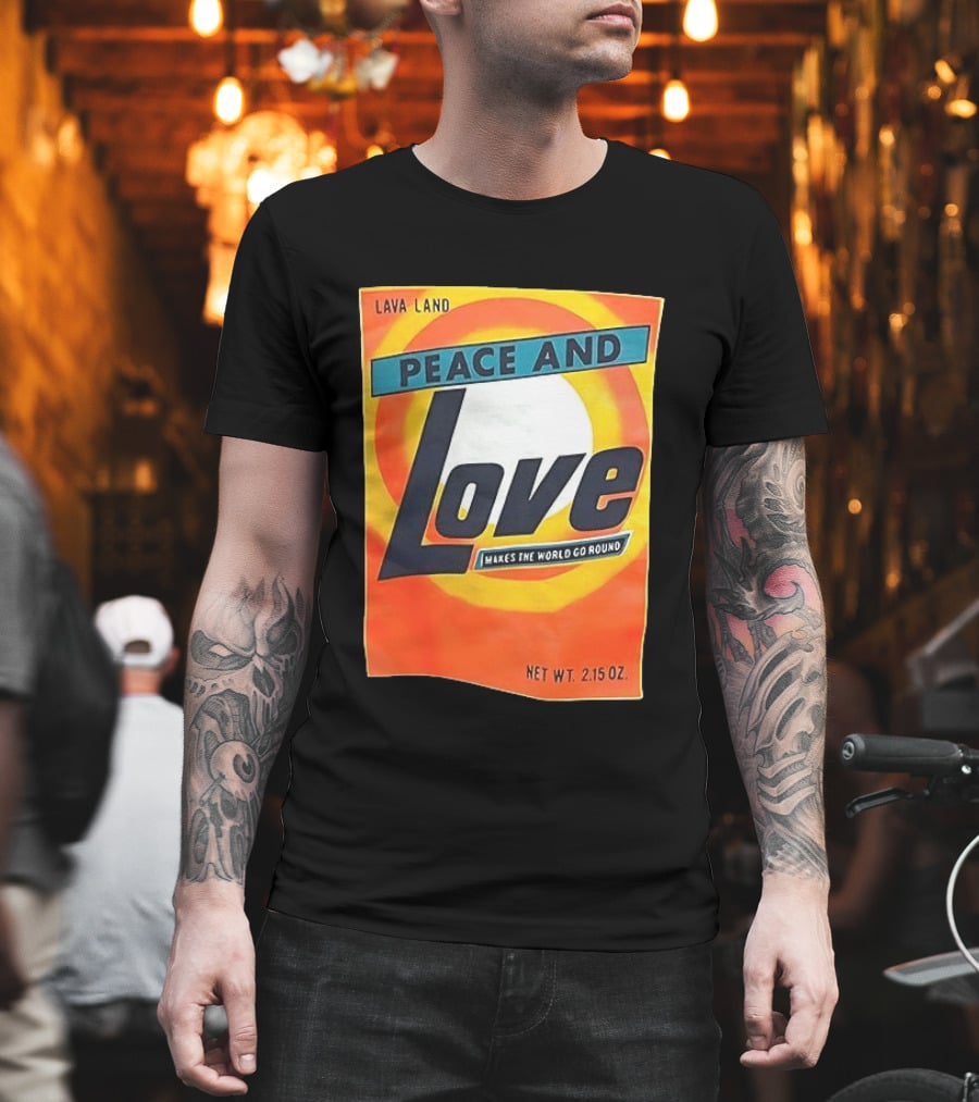 Peace And Love Makes The World Go Round Lava Land Retro Style 2.15 Oz T-Shirt