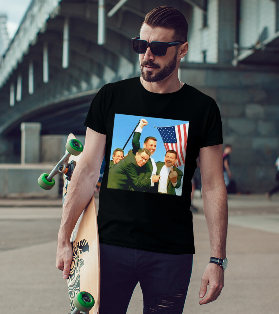 Jimmy Kimmel Meme American Flag Satire T-Shirt