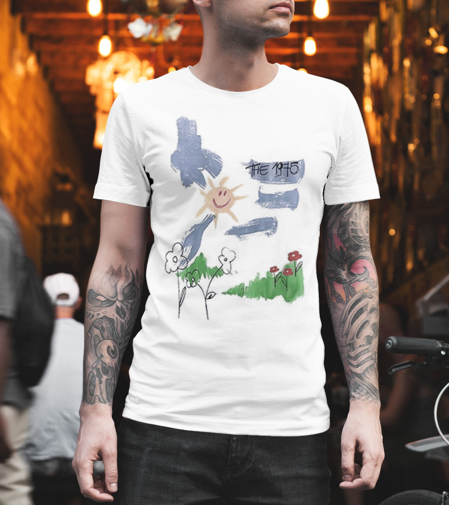 The 1975 Doodle Happy Sun And Flowers T-Shirt
