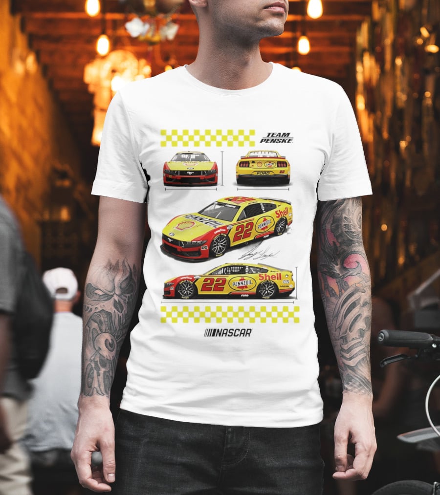 Joey Logano Pennzoil Shell 22 Ford Mustang NASCAR Team Penske Racing T-Shirt