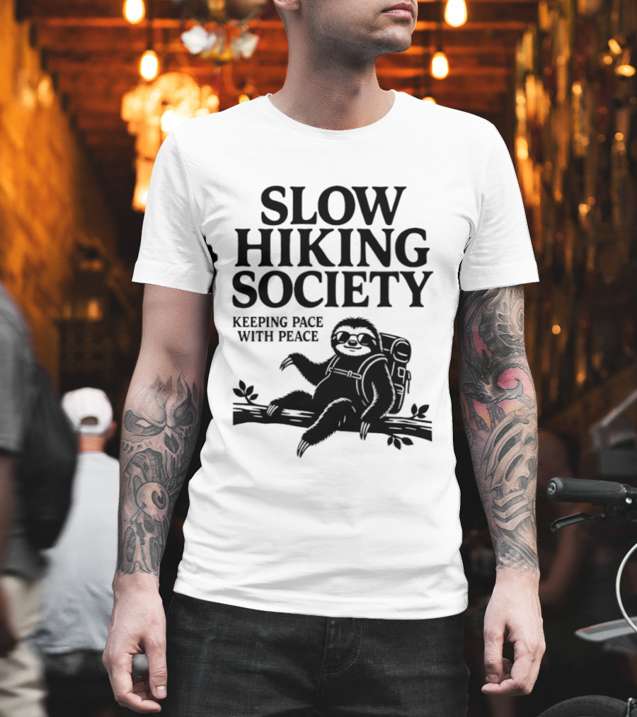 Slow Hiking Society Sloth Keeping Pace With Peace T-Shirt