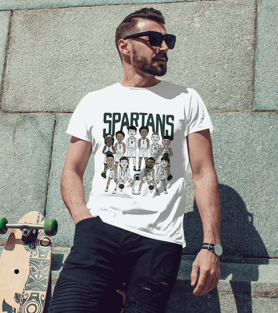 Michigan State Spartans Mens Basketball Team Caricature Players 3 8 1 15 10 35 T-Shirt