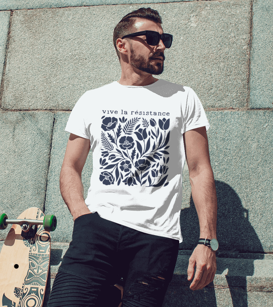 Vive La Résistance Floral Botanical Print T-Shirt