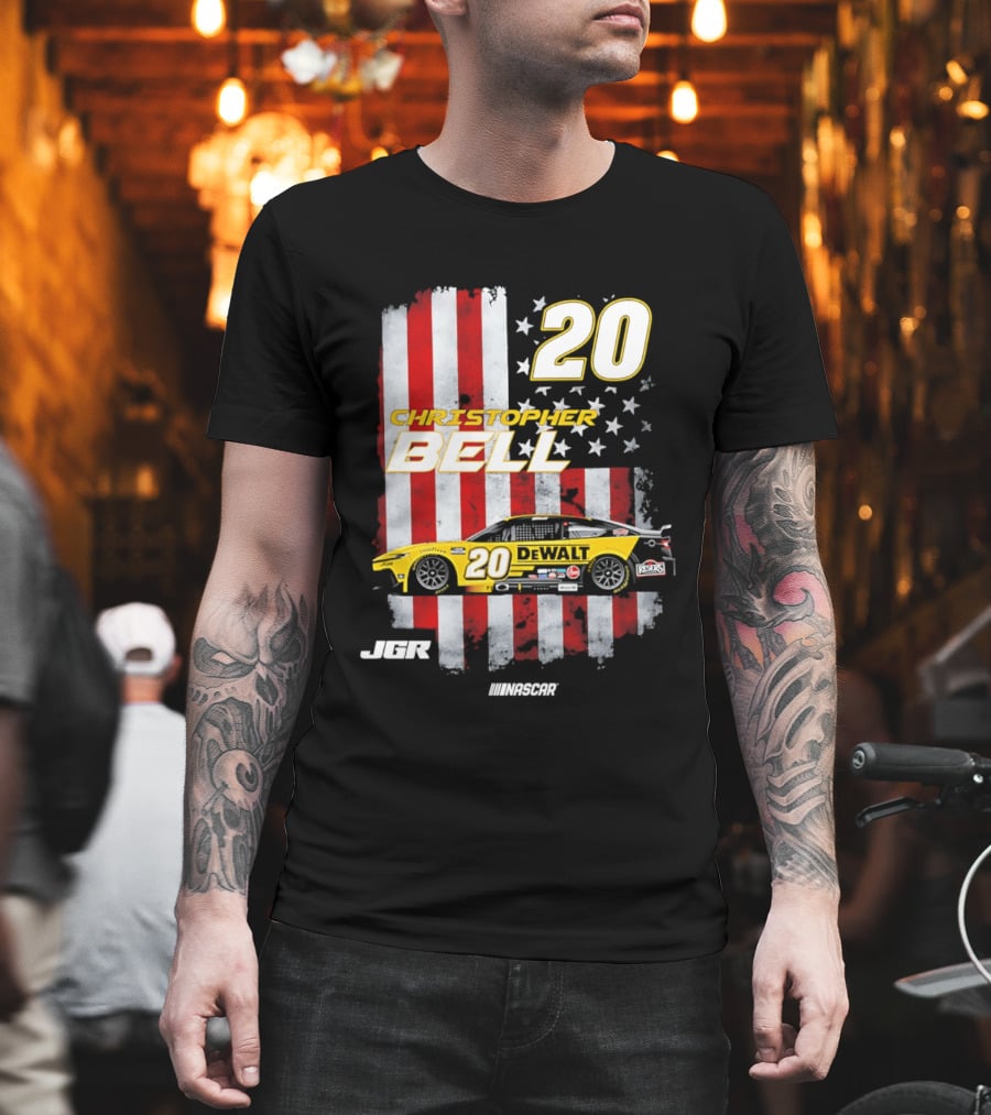 Christopher Bell 20 NASCAR DeWalt JGR Stars Stripes Racing T-Shirt