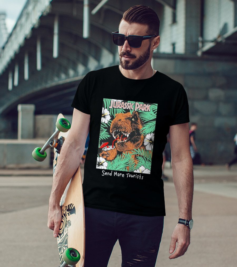 Jurassic Park Send More Tourists Rex Tropical Drink Scene T-Shirt