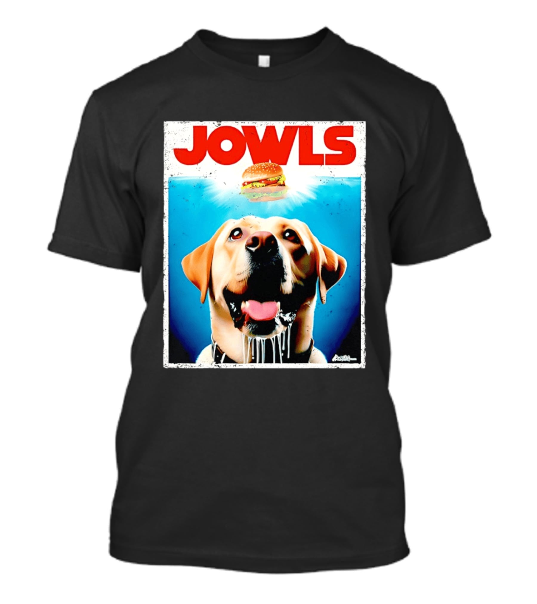 Jowls Labrador Dog Looking At Hamburger T-Shirt