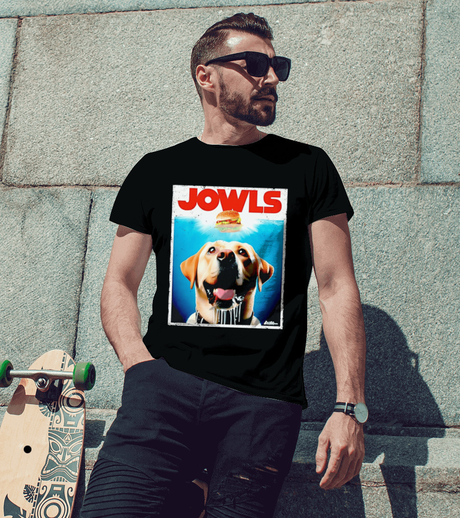 Jowls Labrador Dog Looking At Hamburger T-Shirt