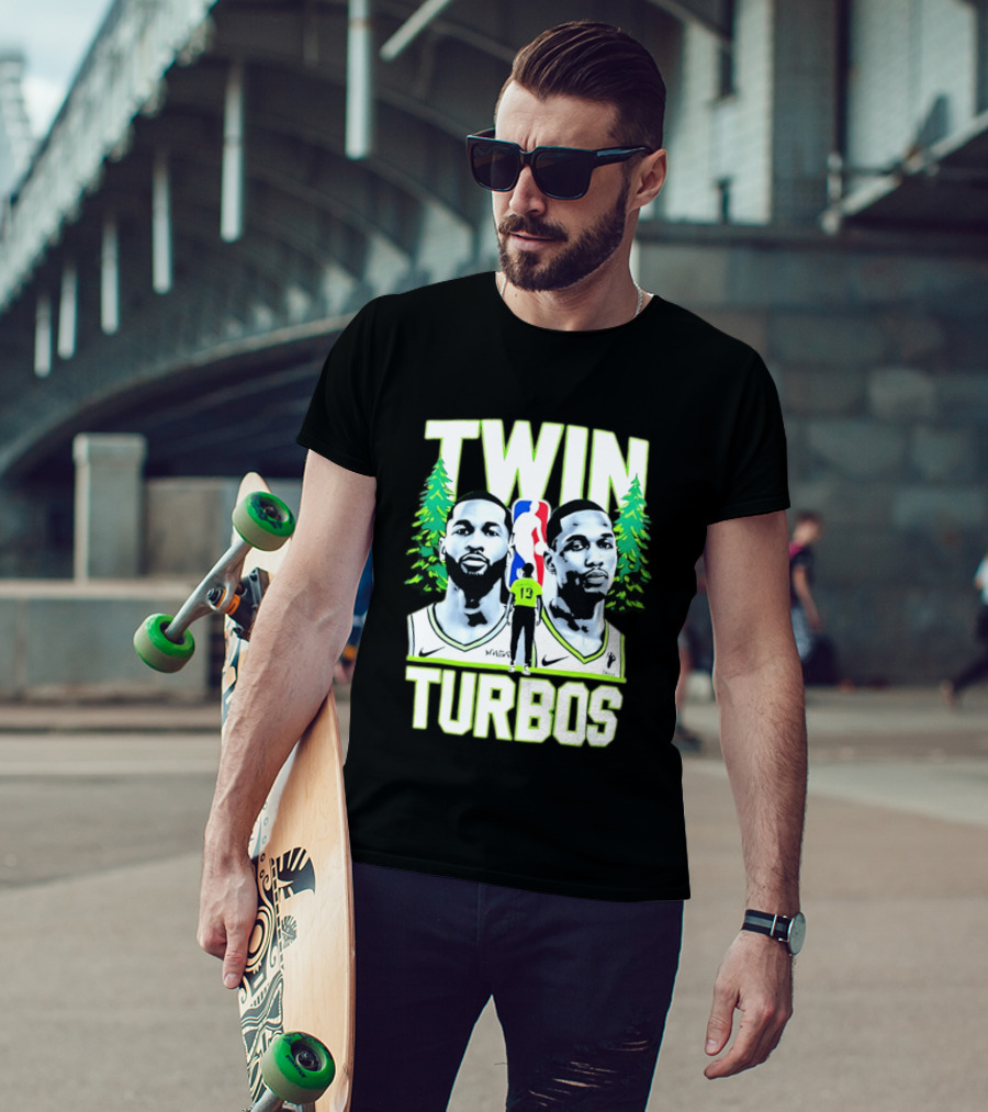 Twin Turbos Minnesota Timberwolves NBA Basketball Player Portraits T-Shirt