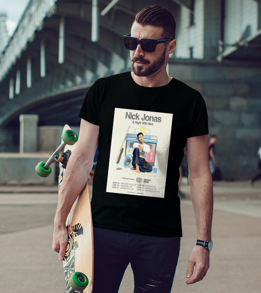 Nick Jonas A Night With Nick Tour 2026 Franklin Jonas Magnus Ferrell Live Nation T-Shirt