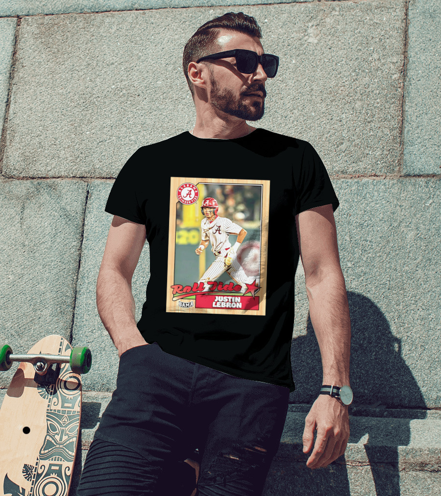 Justin Lebron Alabama Crimson Tide Roll Tide Bama Baseball Card T-Shirt