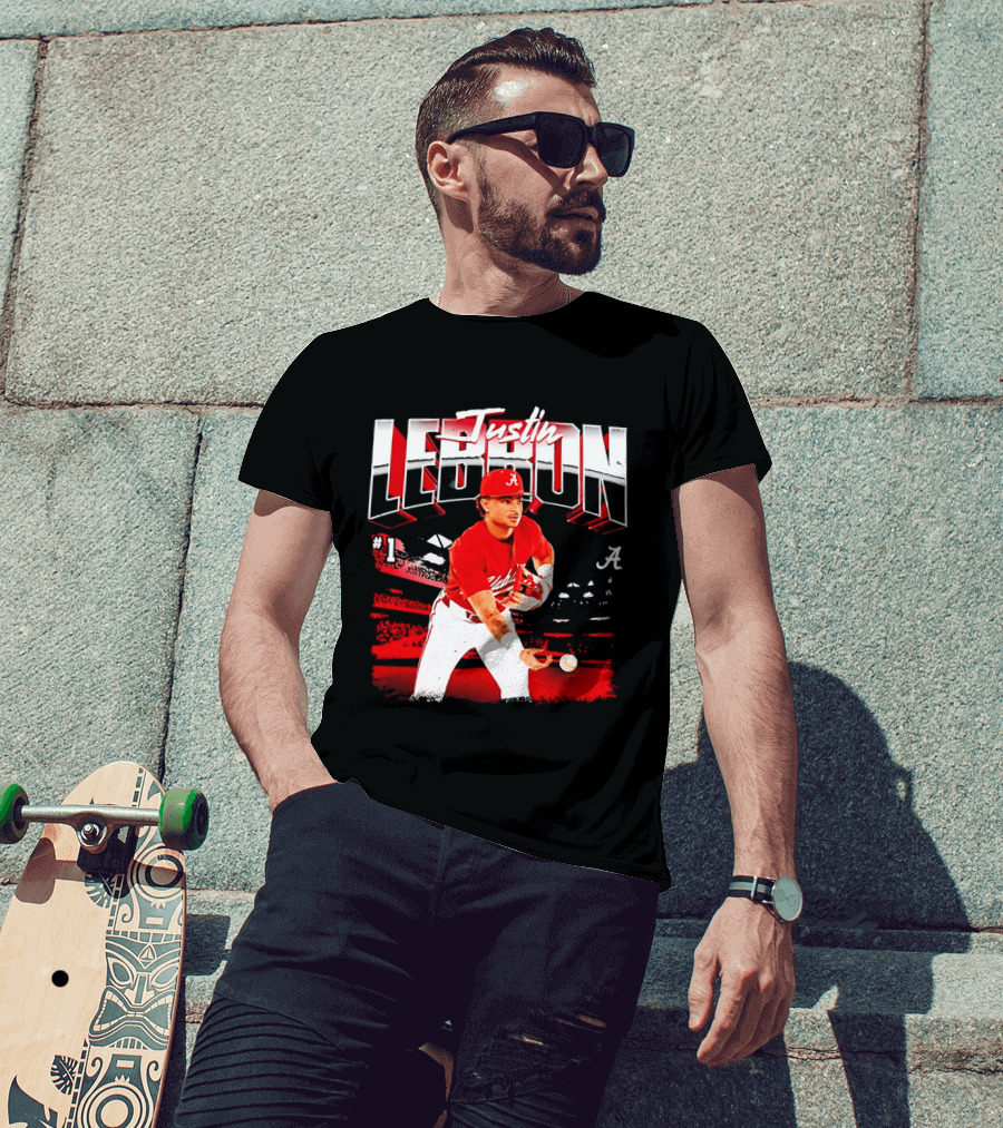 Justin Lebron Alabama Crimson Tide Baseball Player In Action T-Shirt
