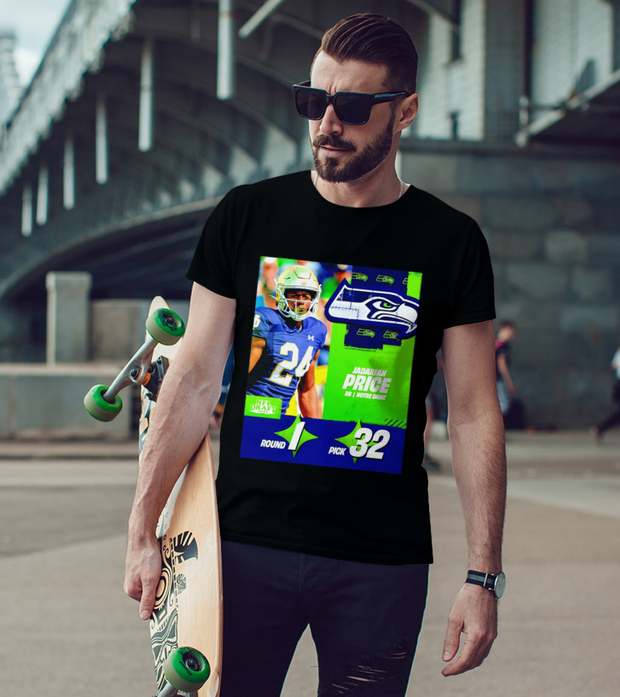 Seahawks Jadarian Price NFL Draft 2026 Round 1 Pick 32 Notre Dame T-Shirt