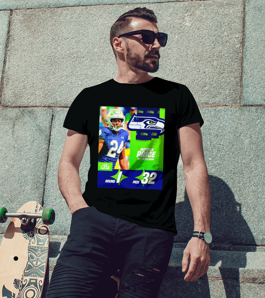 Seahawks Jadarian Price NFL Draft 2026 Round 1 Pick 32 Notre Dame T-Shirt