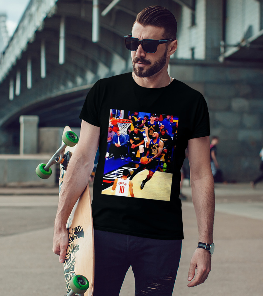 LeBron James Los Angeles Lakers Dunking Action Photo T-Shirt