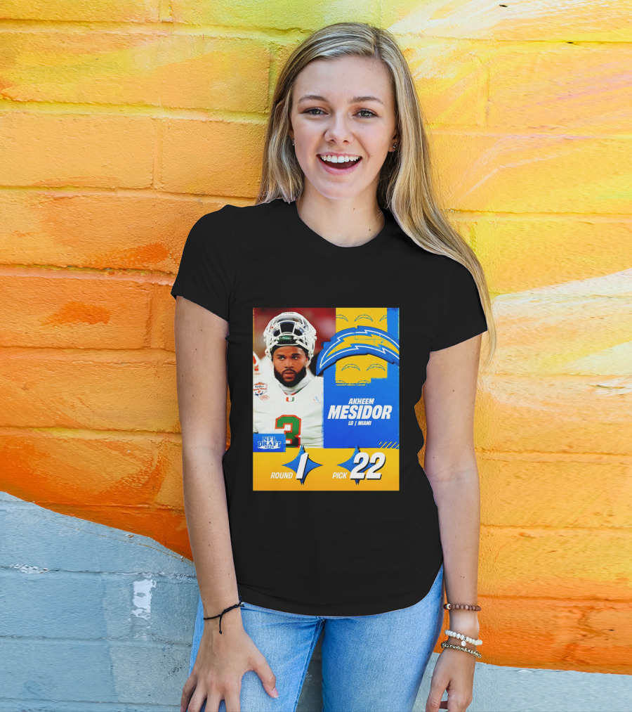 NFL Draft 2026 Los Angeles Chargers Akheem Mesidor Round 1 Pick 22 T-Shirt