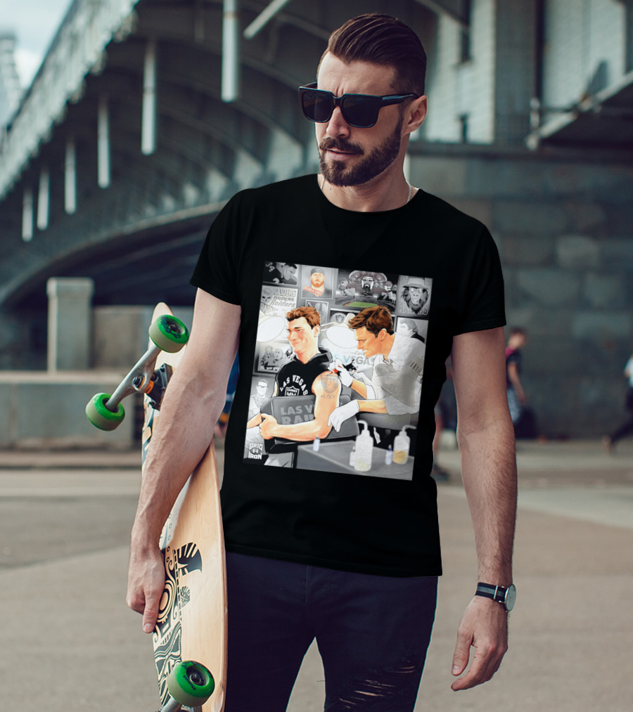 Las Vegas Raiders Fernando Mendoza Tom Brady Tattoo Moment With Raiders Art And Iconic Characters T-Shirt
