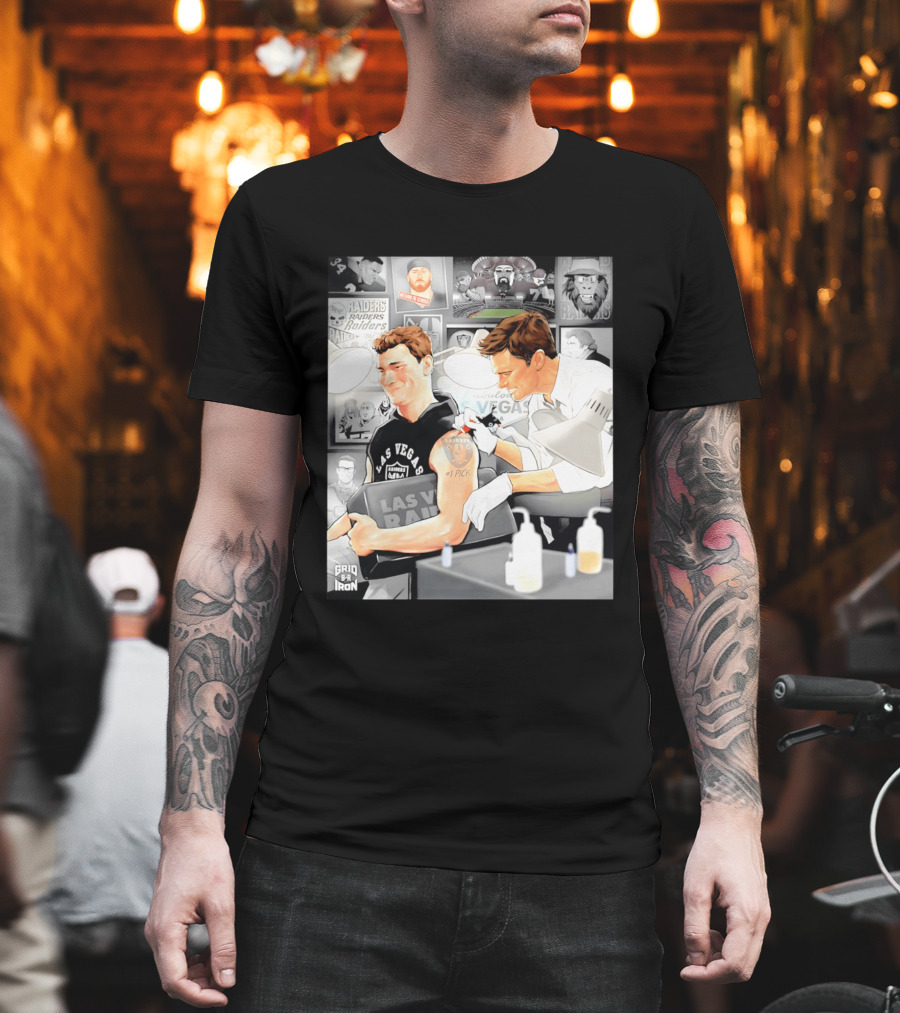 Las Vegas Raiders Fernando Mendoza Tom Brady Tattoo Moment With Raiders Art And Iconic Characters T-Shirt