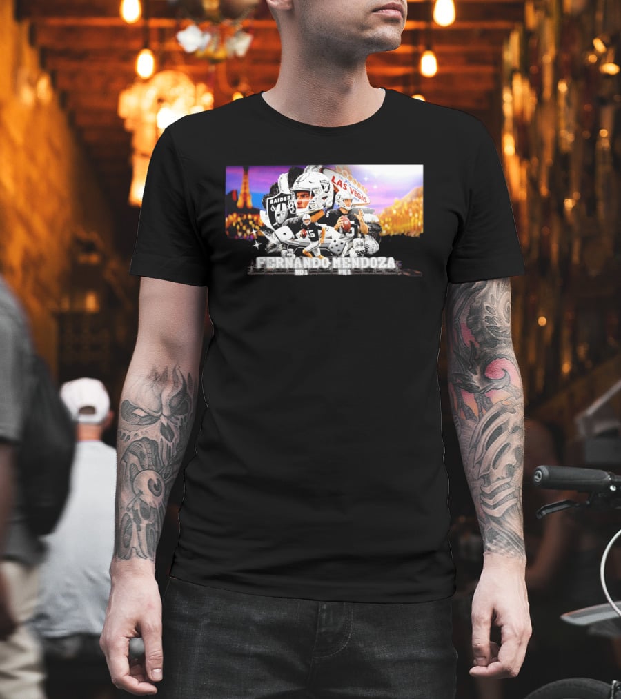 Fernando Mendoza Raiders Las Vegas Lights Casino Dice Football Draft T-Shirt