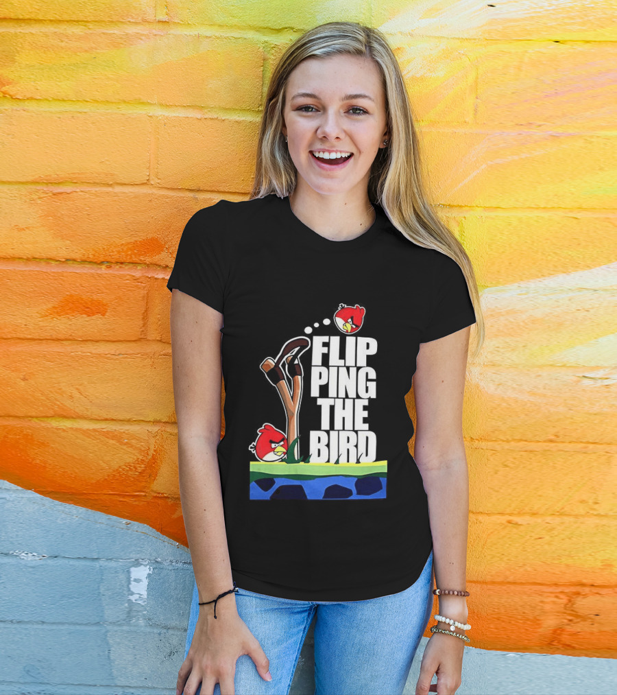 Flipping The Bird Angry Slingshot Birds T-Shirt