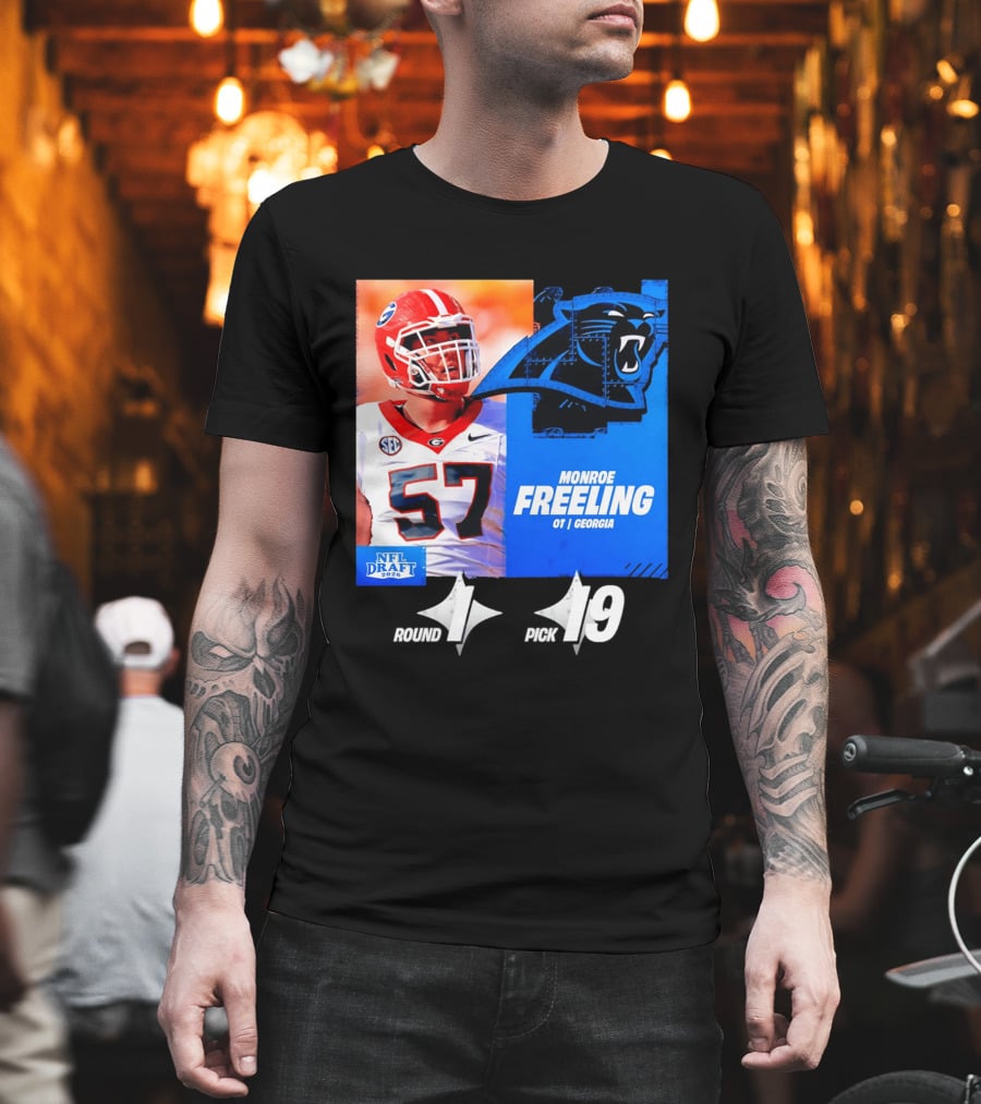 Monroe Freeling Georgia OT Round 1 Pick 19 Carolina Panthers 2026 NFL Draft T-Shirt