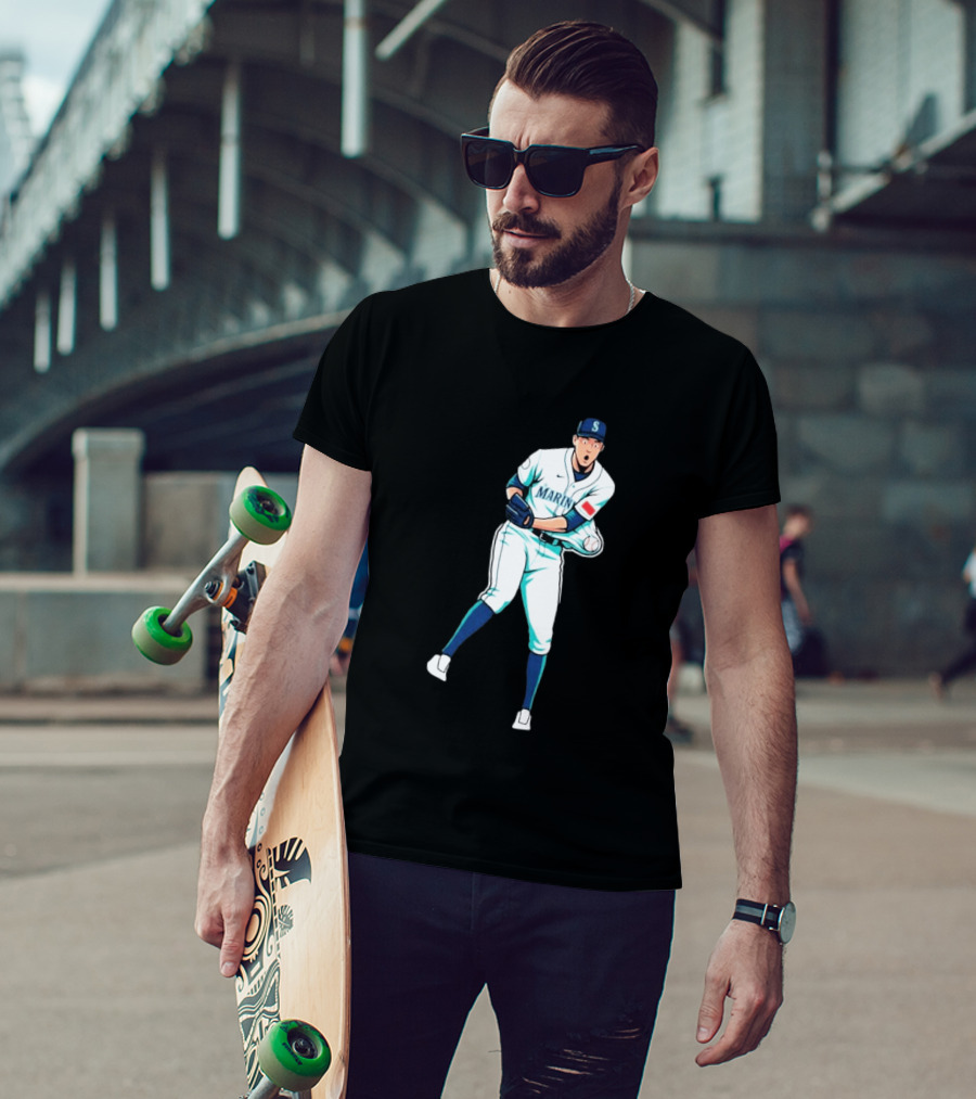 Mariners Gogan Gilbert Baseball Pitcher Action Scene T-Shirt