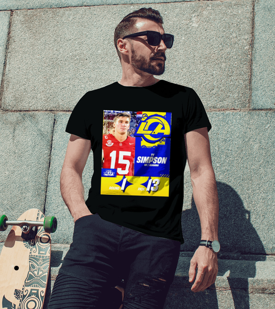 Ty Simpson Los Angeles Rams NFL Draft 2026 Round 1 Pick 13 Alabama T-Shirt