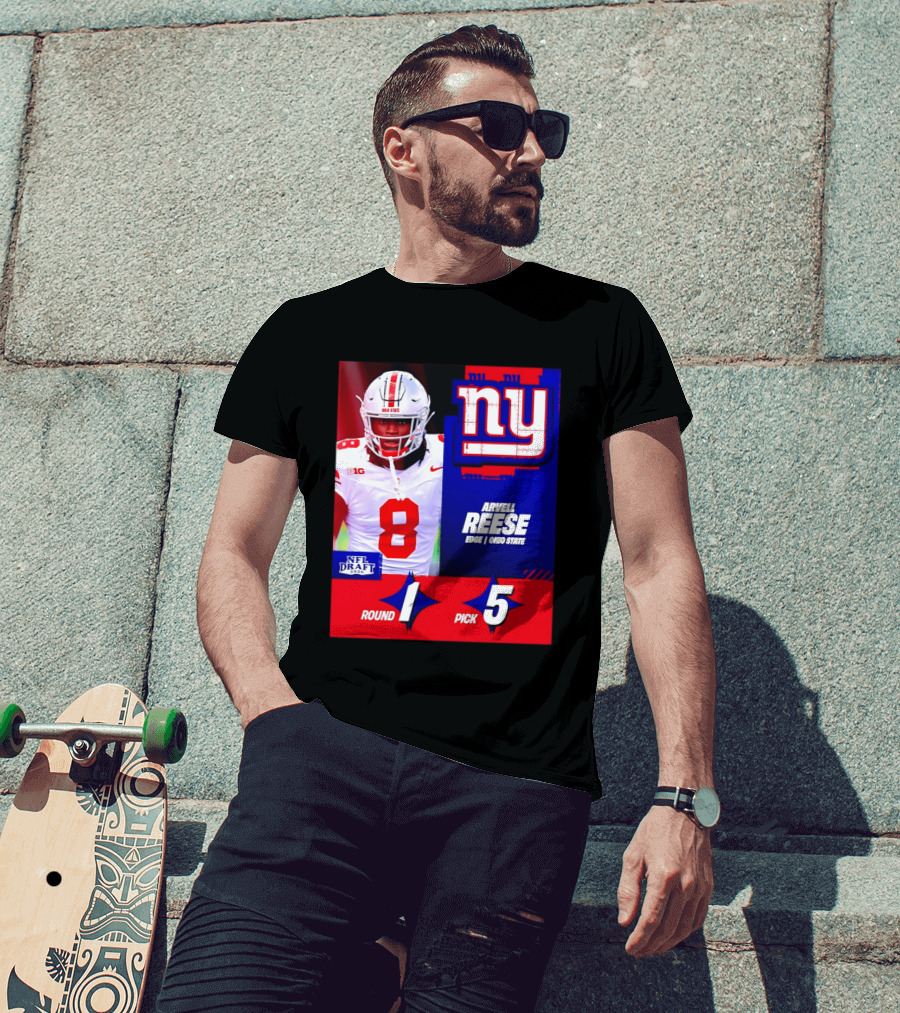 New York Giants NFL Draft 2026 Arvell Reese Ohio State Round 1 Pick 5 T-Shirt