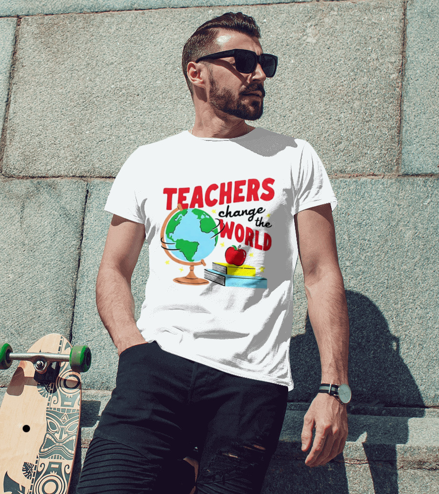 Teachers Change The World Globe Book Apple T-Shirt
