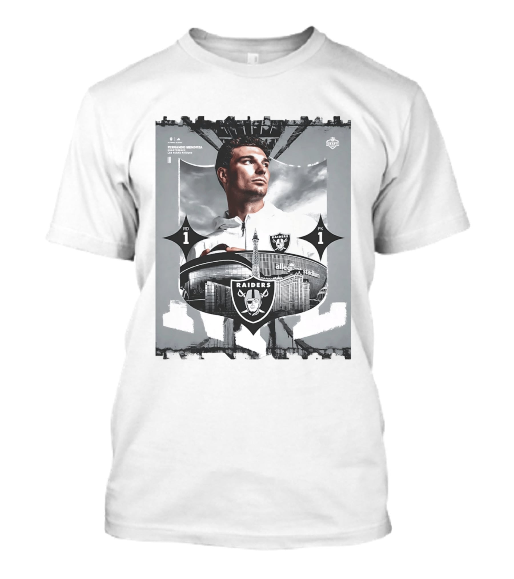 Las Vegas Raiders Quarterback Fernando Mendoza Allegiant Stadium 2026 T-Shirt