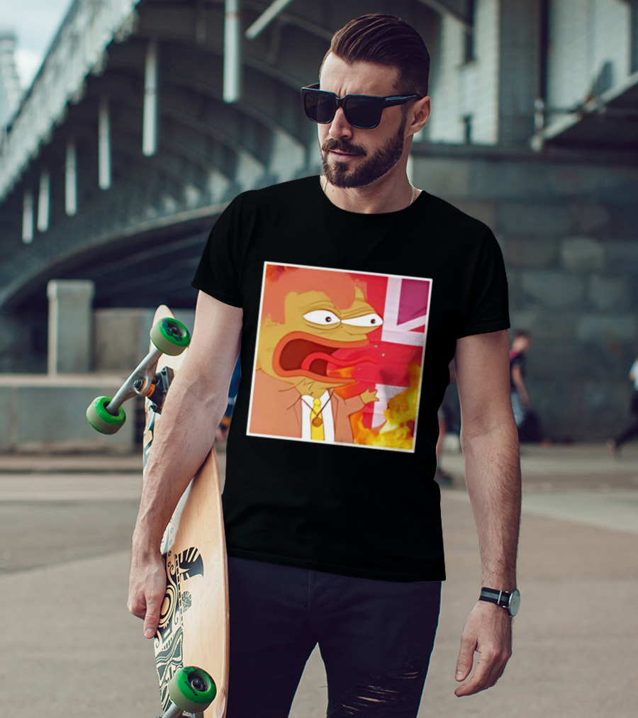 Frog Meme Flaming UK Flag Reaction T-Shirt