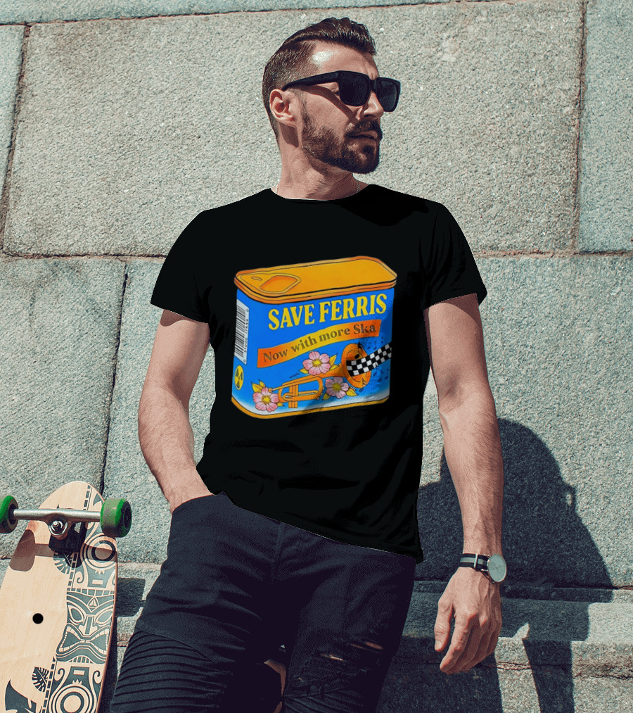 Save Ferris Now With More Ska Trombone Flowers Checkered Banner T-Shirt