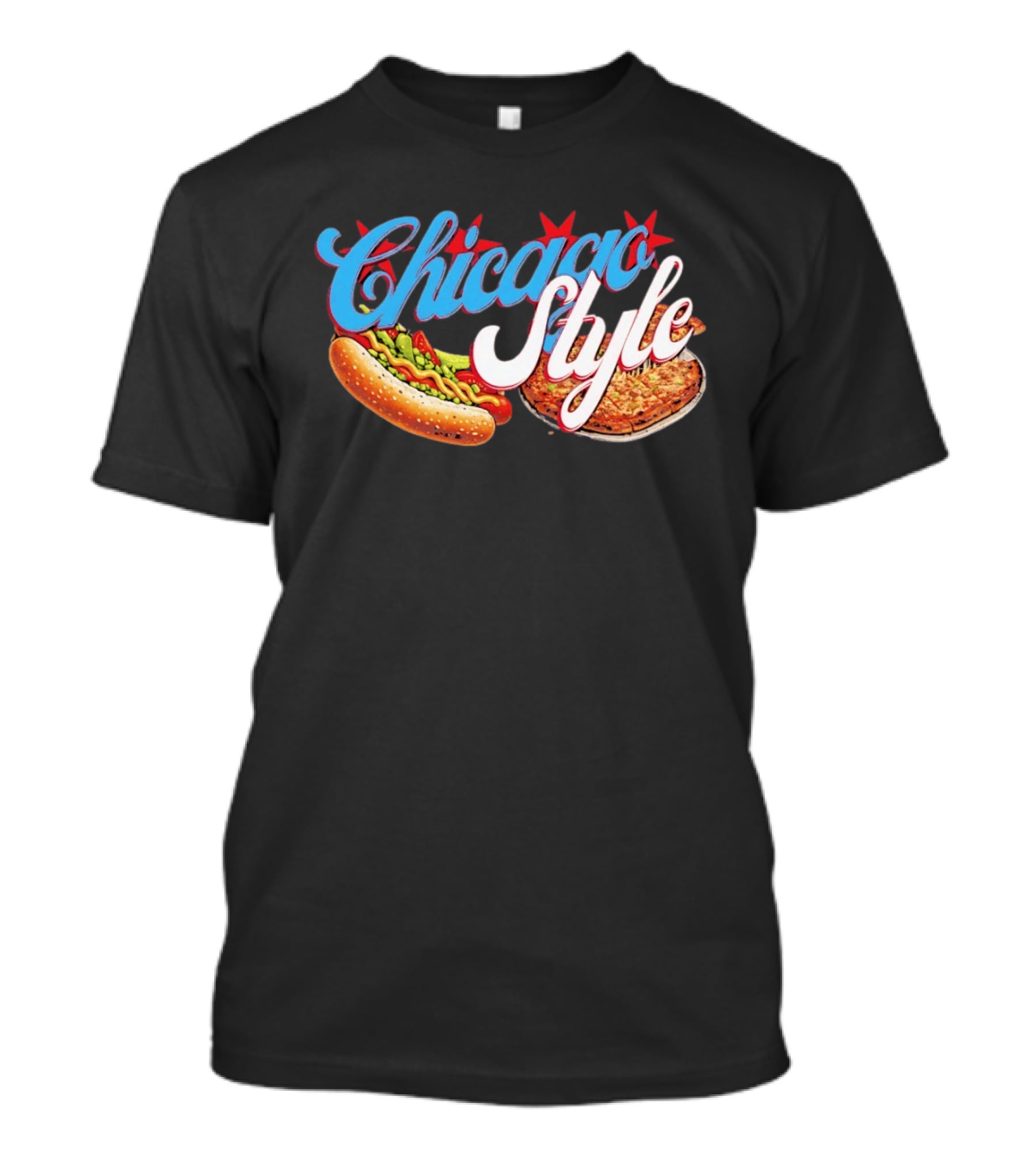 Chicago Style Hot Dog And Deep Dish Pizza T-Shirt