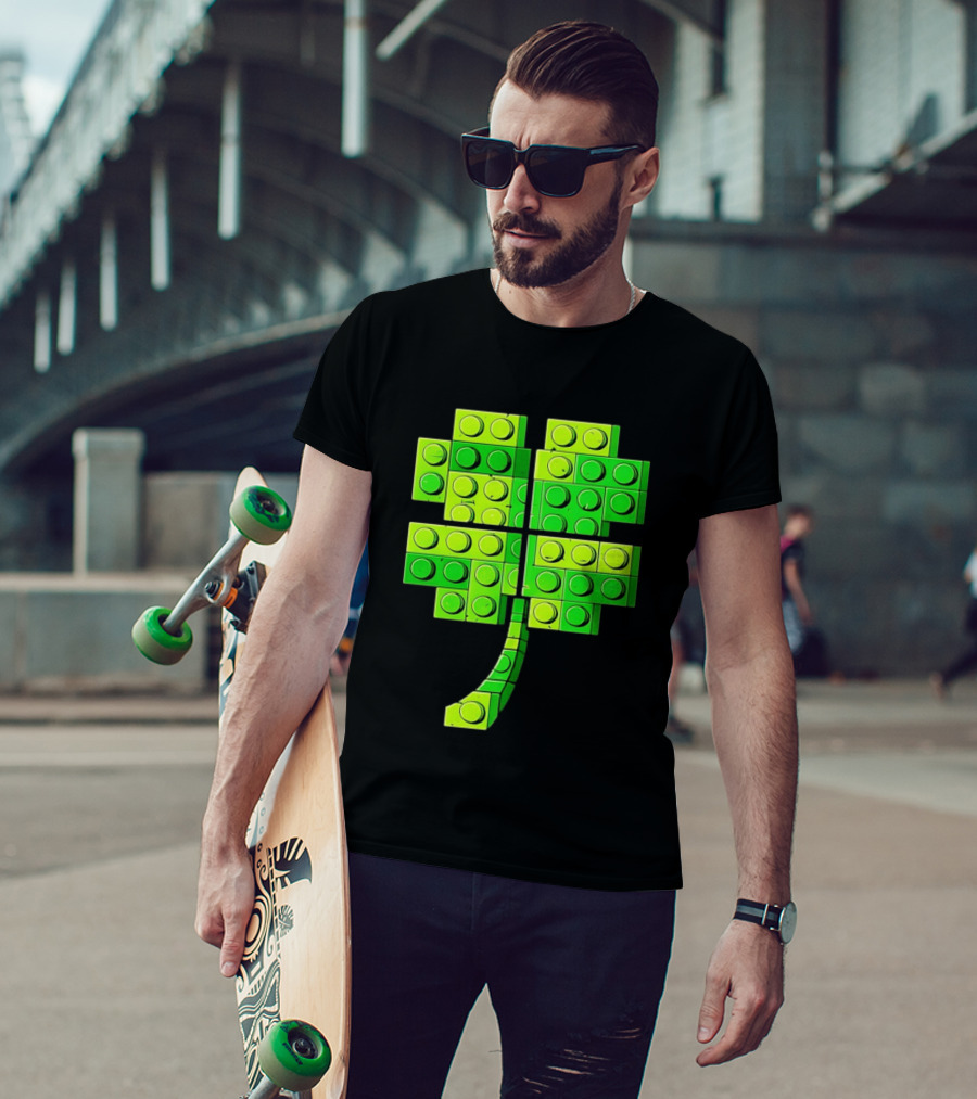 Shamrock Building Blocks Clover St Patrick's Day T-Shirt