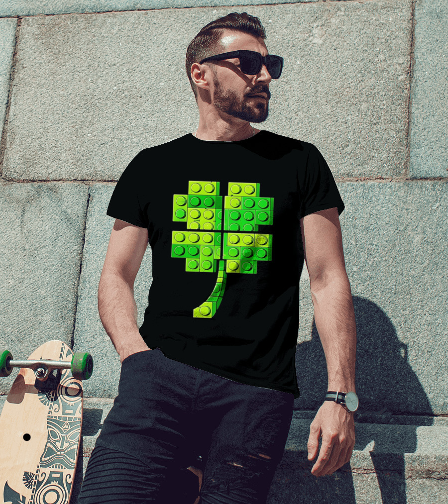 Shamrock Building Blocks Clover St Patrick's Day T-Shirt