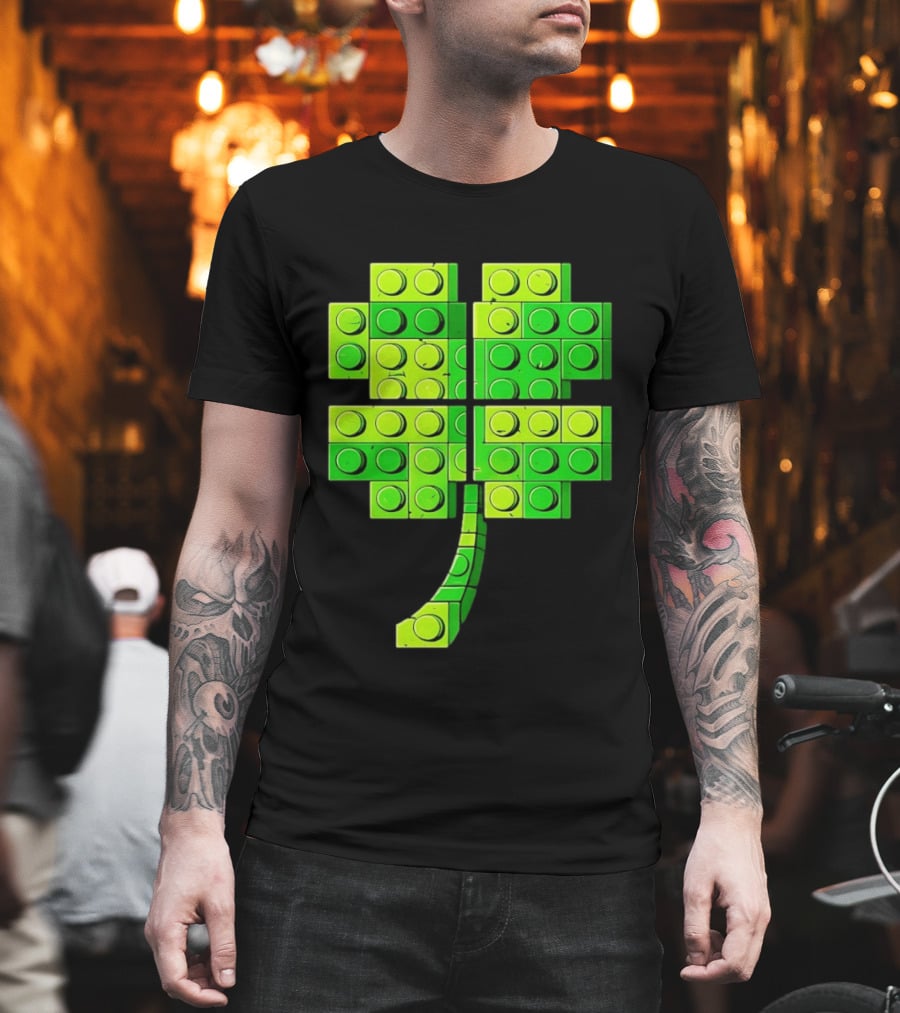 Shamrock Building Blocks Clover St Patrick's Day T-Shirt