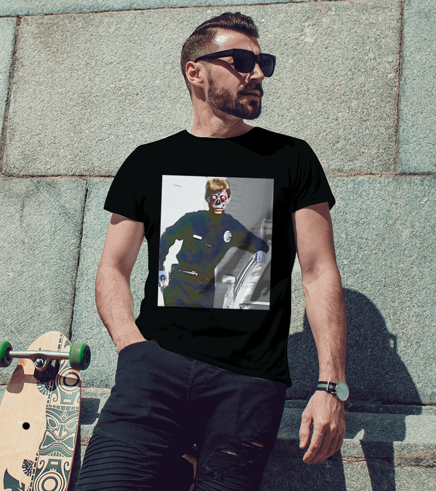 Skeleton Alien Cop They Live 80s Movie Police T-Shirt
