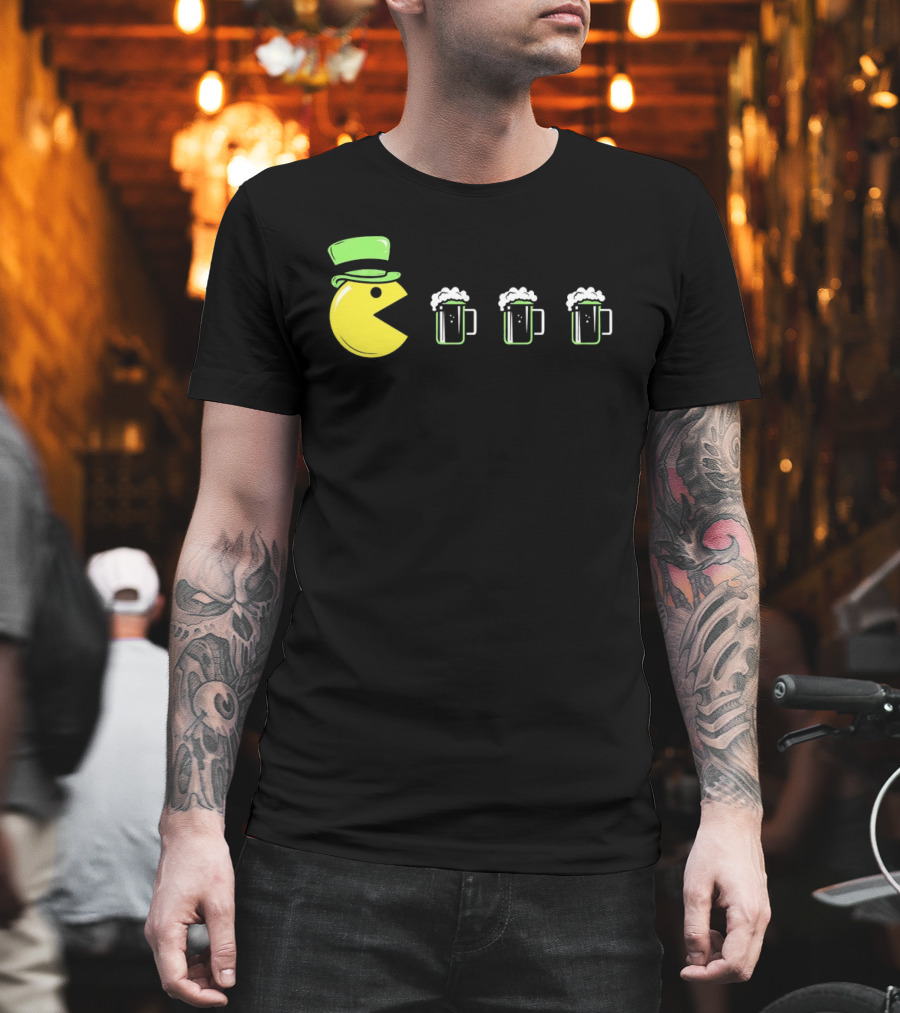 St Pacman's Day St Patrick's Day Beer And Classic Video Game Celebration T-Shirt