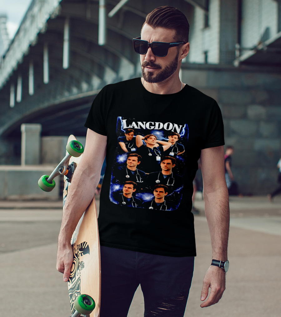Langdon Medical Professional Blue Lightning Collage T-Shirt