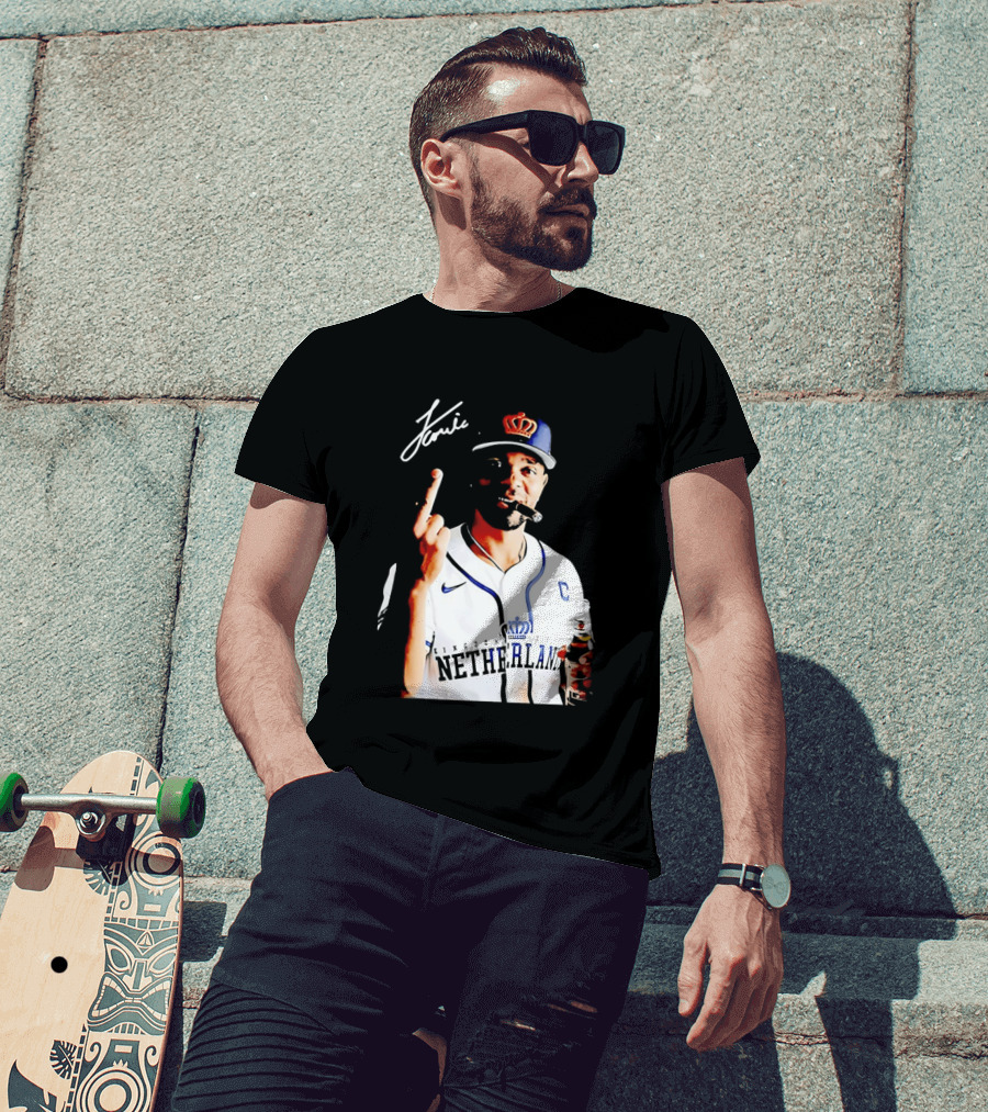 Xander Bogaerts Netherlands Baseball Smoking Gesture Middle Finger T-Shirt