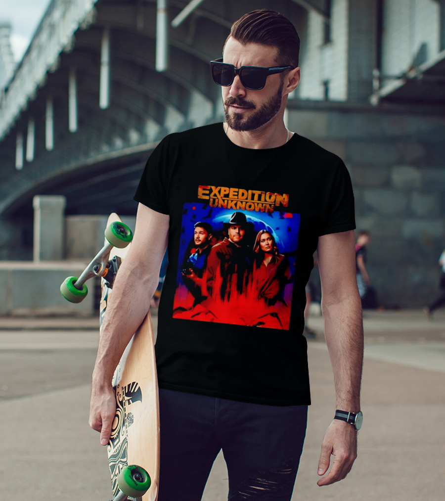 Expedition Unknown Cast In Bold Red And Blue Adventure T-Shirt