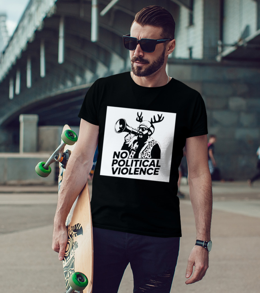 No Political Violence Antler Activist With Megaphone T-Shirt