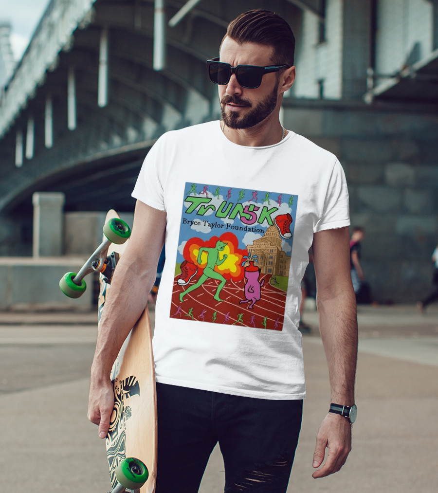 TrUNK 5k Bryce Taylor Foundation Colorful Cartoon Characters Racing T-Shirt