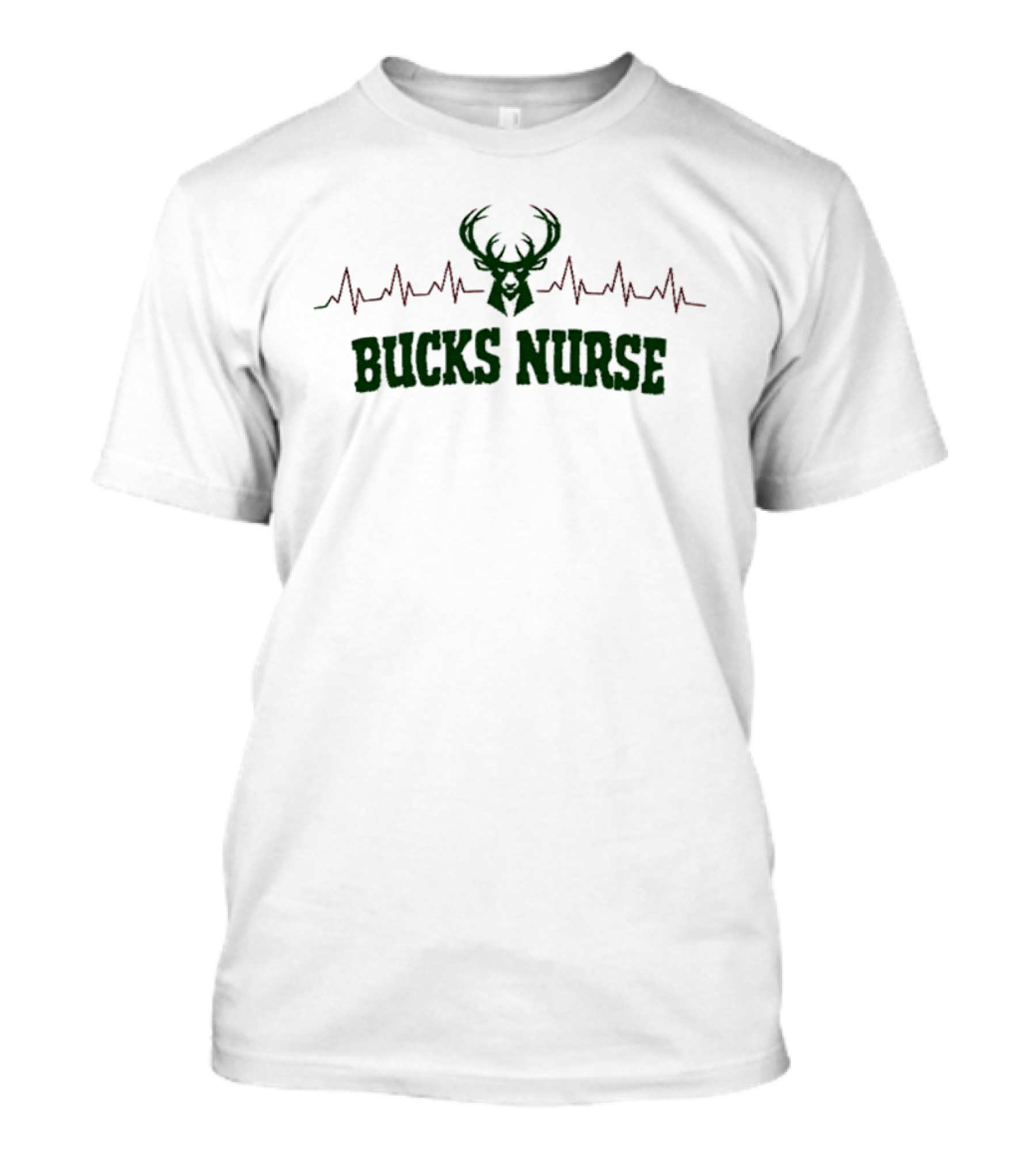 Bucks Nurse Heartbeat Milwaukee Bucks Nurse Appreciation Month T-Shirt