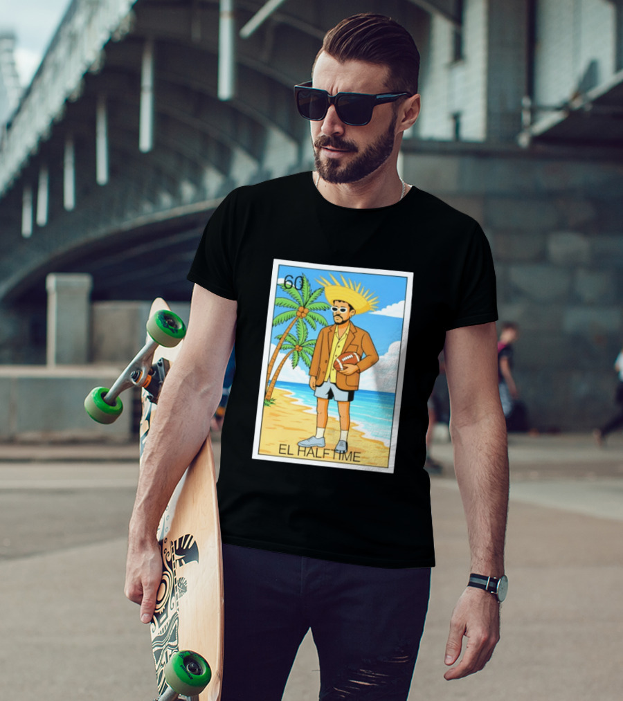 El Halftime Bad Bunny Loteria Card Beach T-Shirt