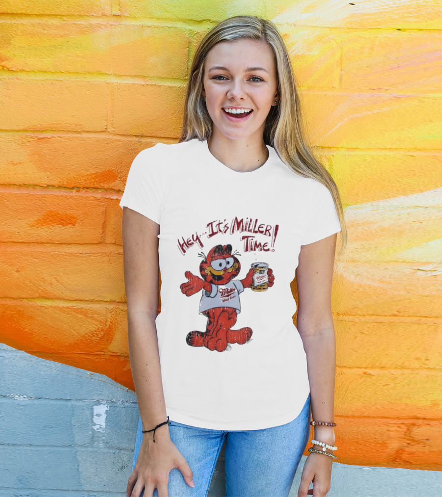 Hey It's Miller Time Garfield Comic T-Shirt