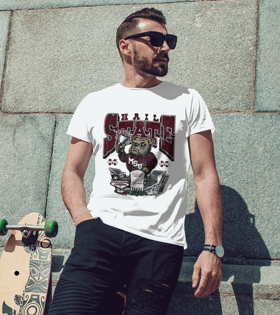 Hail State MSU Mississippi State Bulldogs Stadium Cowbell T-Shirt