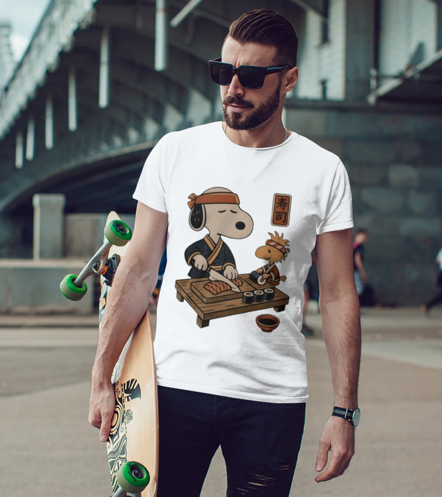 Snoopy Woodstock Sushi Chef Japan Food Sushi T-Shirt