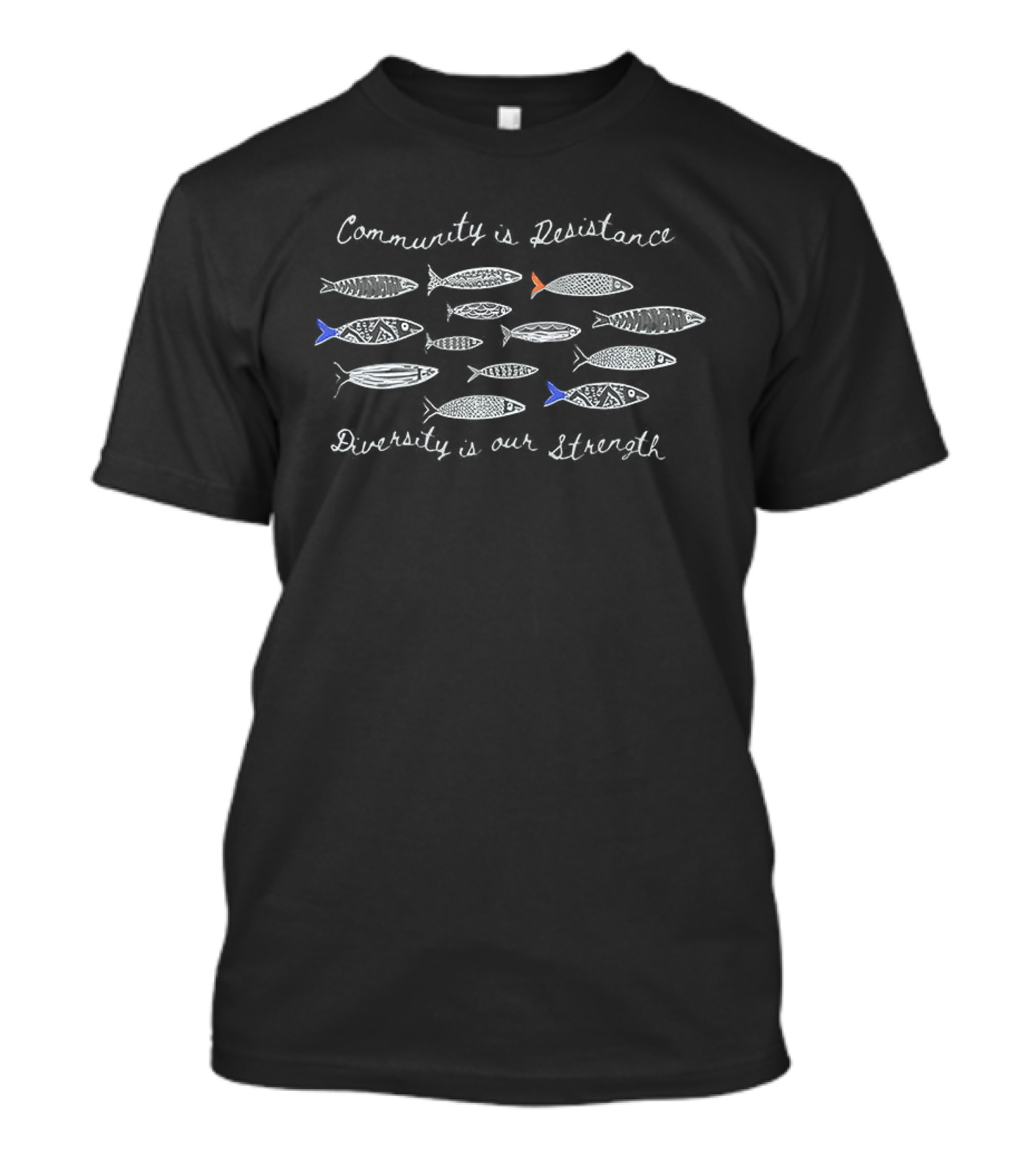 Community Is Resistance Diversity Is Our Strength Anti ICE Fish Sketch T-Shirt