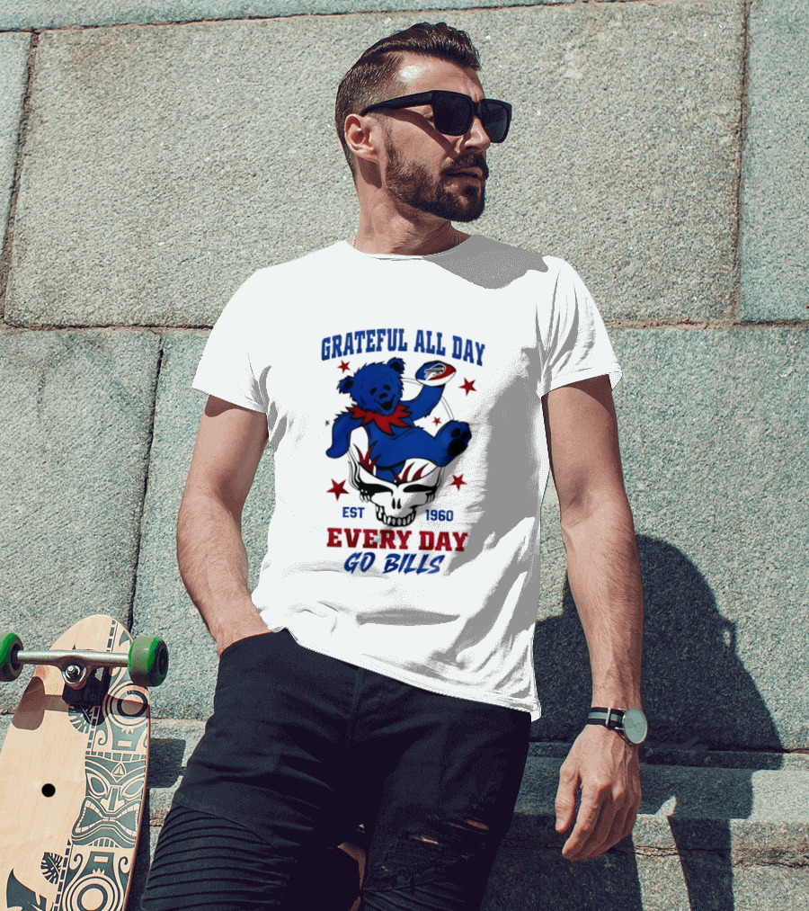 Grateful All Day Every Day Go Bills Est 1965 Buffalo Bills X Grateful Dead T-Shirt